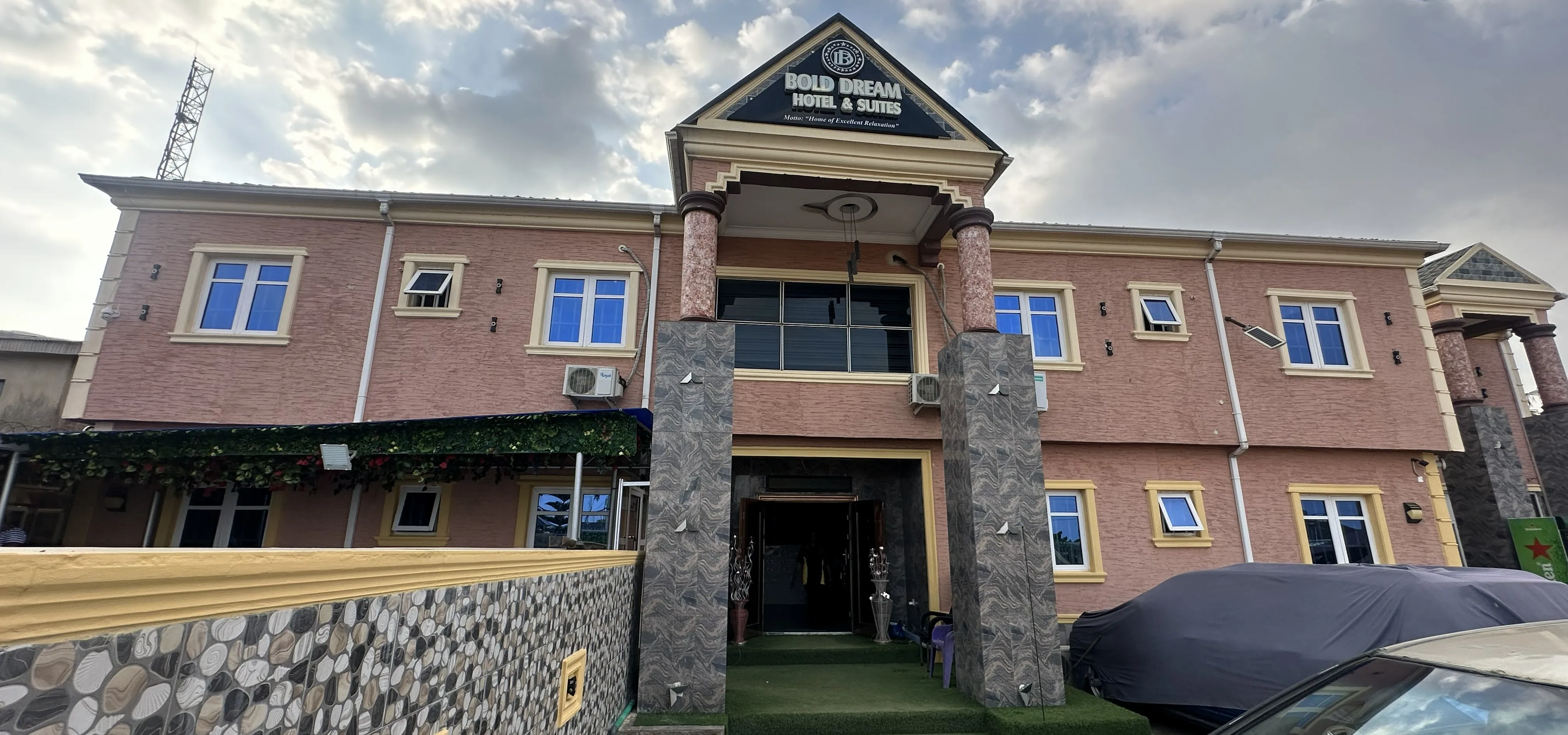 Exterior of Bold Dream Hotel in Ota, Ogun State
